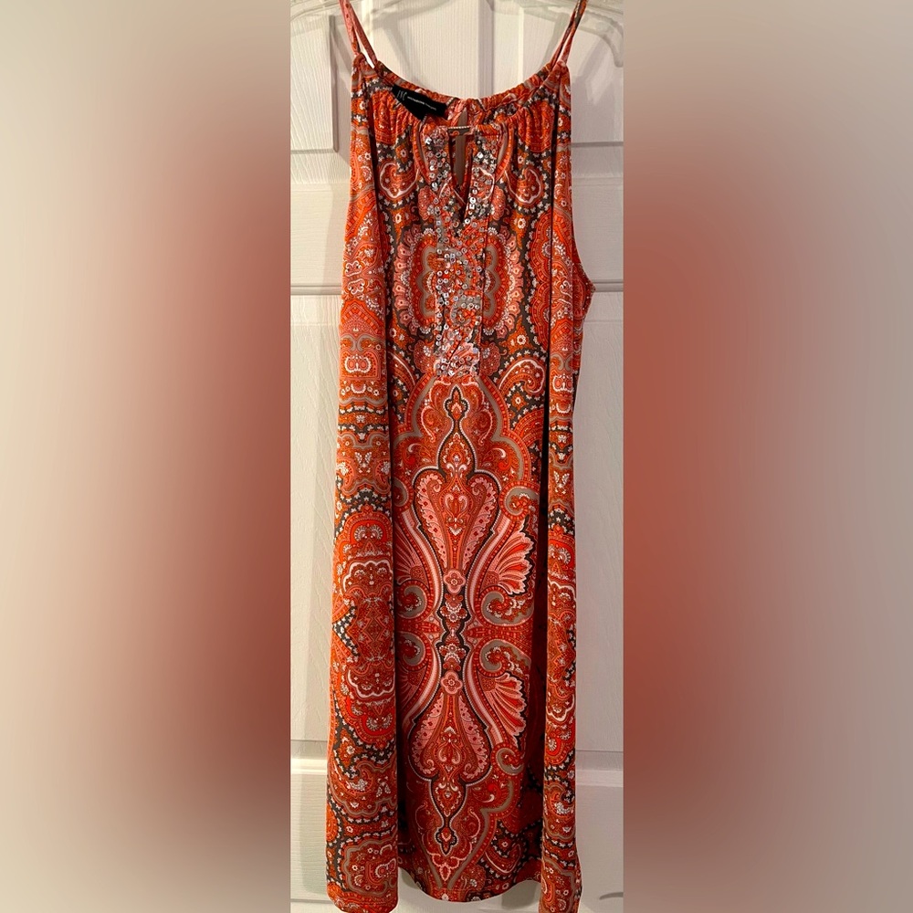INC Beaded Placket Dress Sz Large. EUC